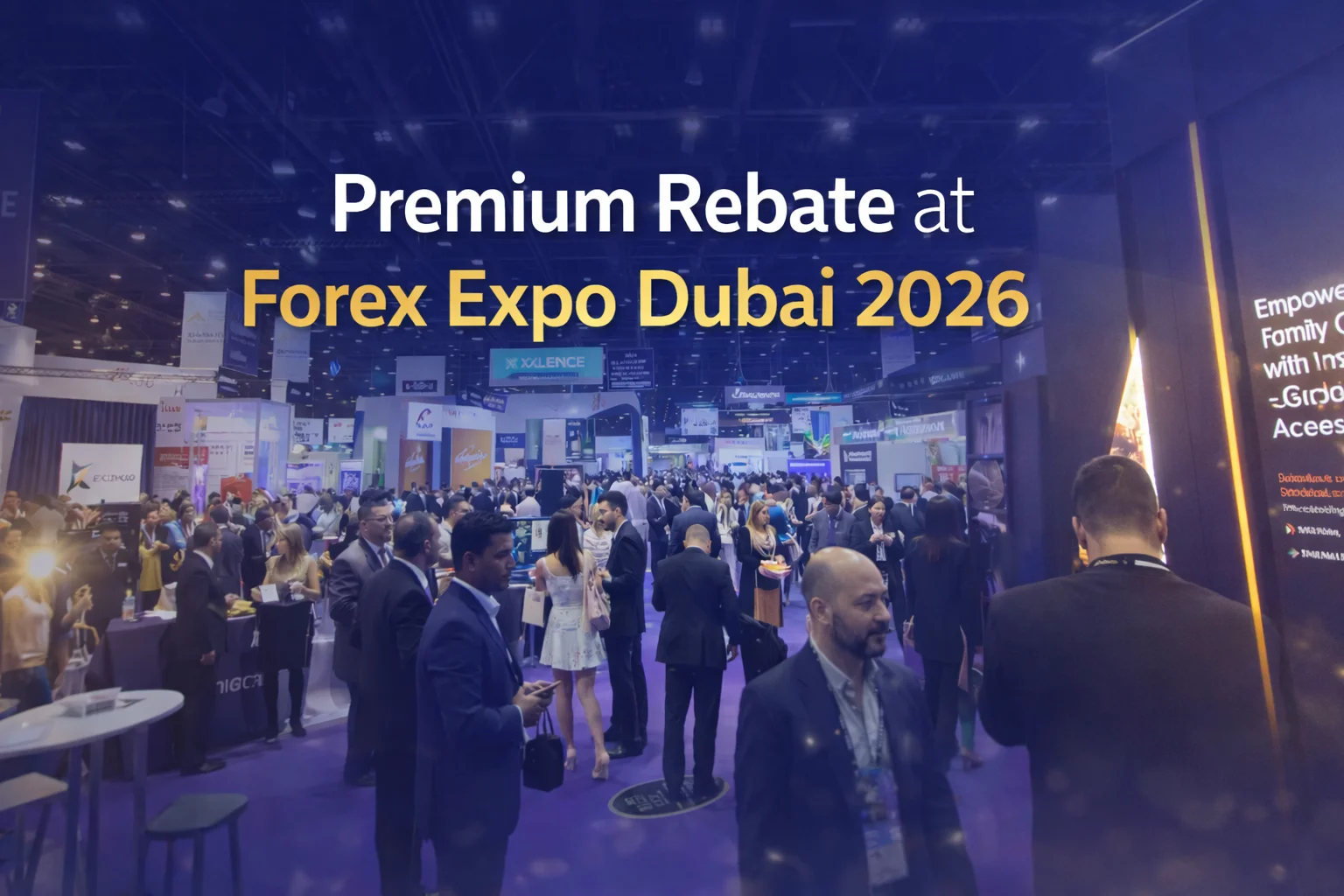 Premium Rebate Group at Dubai Forex Expo 2026 connecting with global brokers and partners at the international trading event.