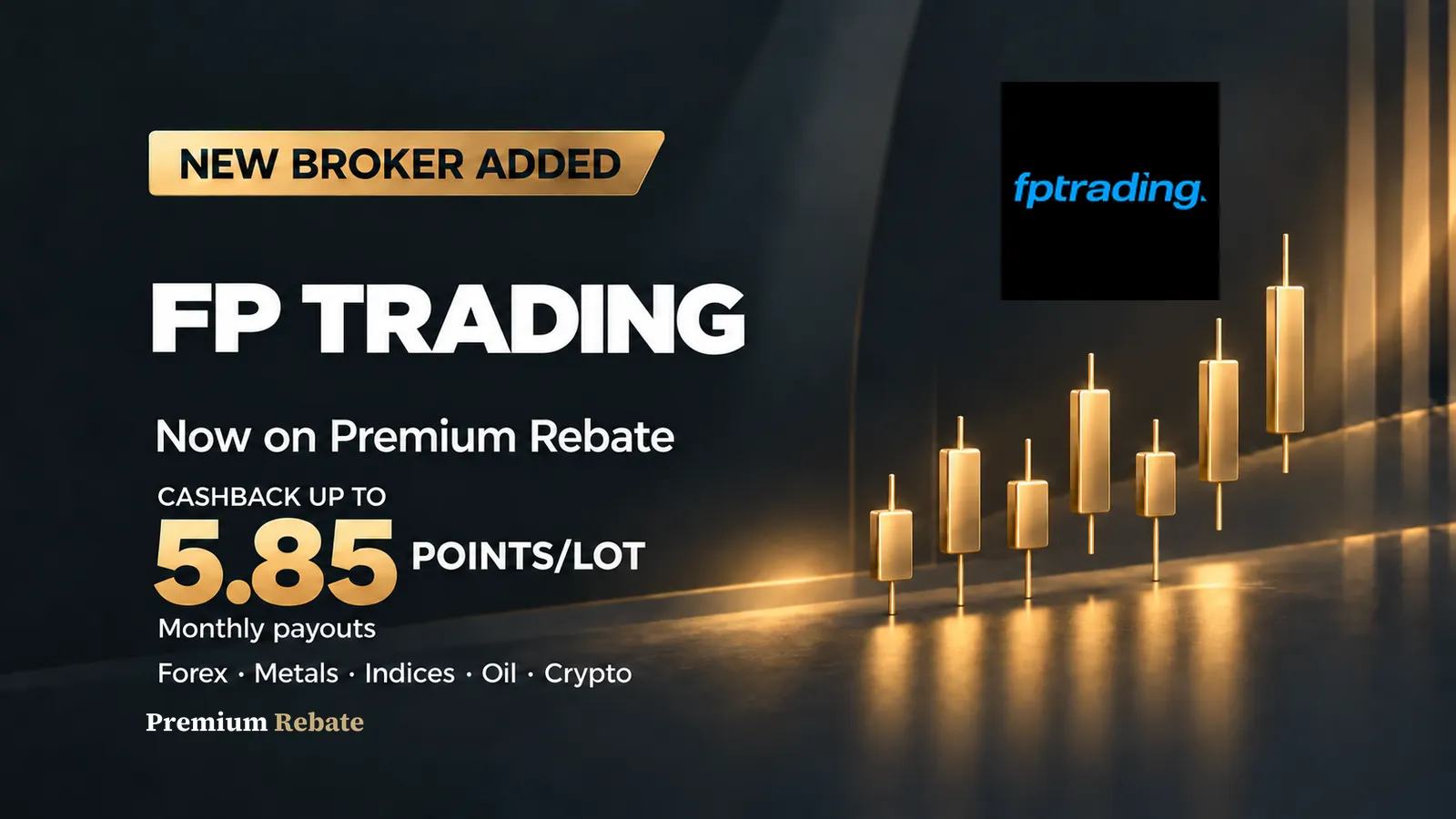 FP Trading cashback banner: hanggang 5.85 points kada lot, ngayon sa Premium Rebate